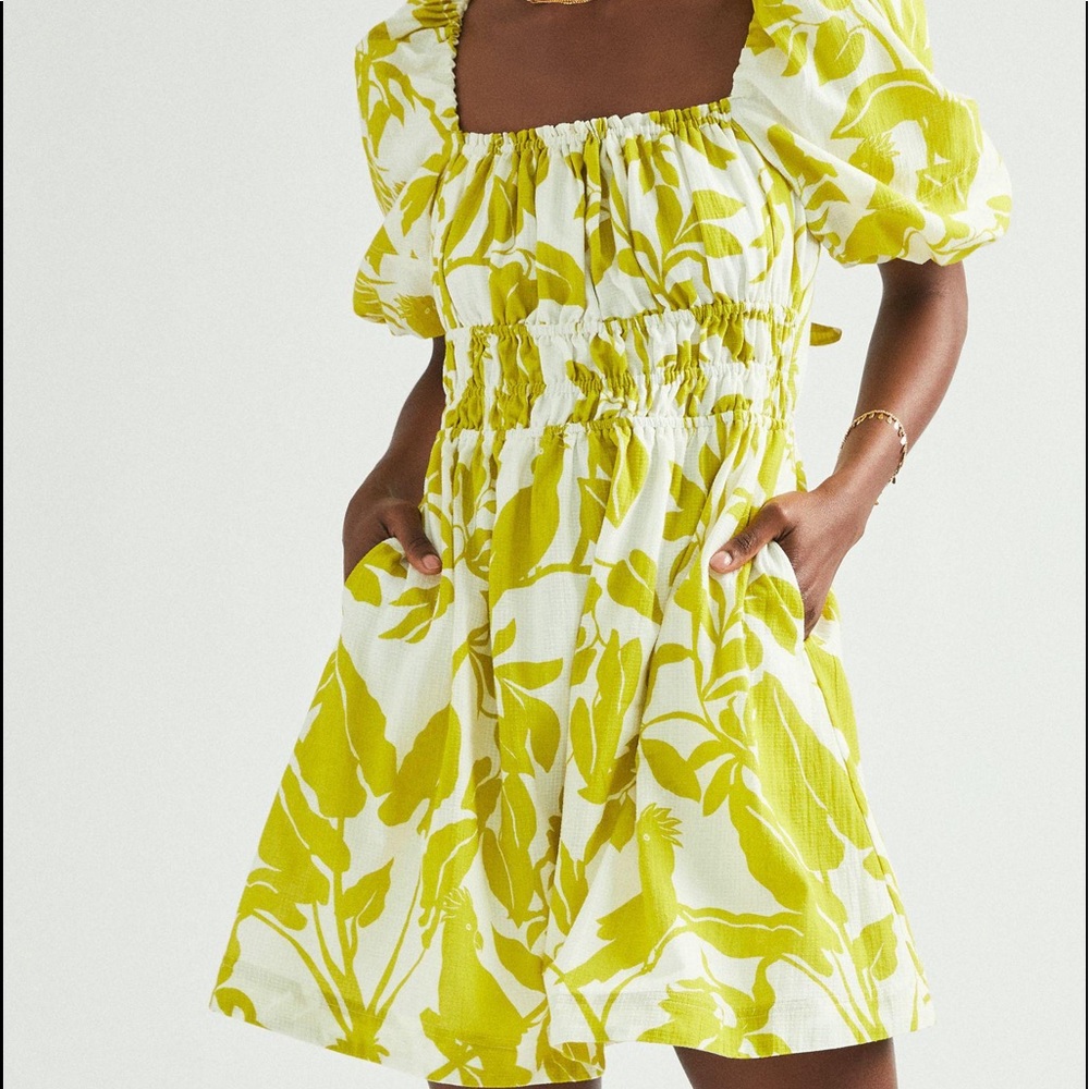 anthropologie puff sleeve mini dress